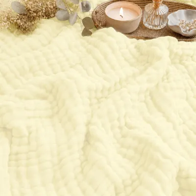 Immagine prodotto di Coperta in mussola, 150x200 cm, coperta estiva, 100% cotone, color crema, per il letto