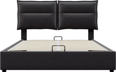 Produktbild von Flieks Polsterbett 140x200cm mit Lattenrost, Hydraulisches Boxspringbett mit Bettkasten und Stauraum, Stauraumbett Samt Doppelbett Jugendbett