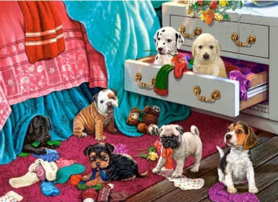 Image de Puzzle 300 Chiots dans la chambre CASTOR