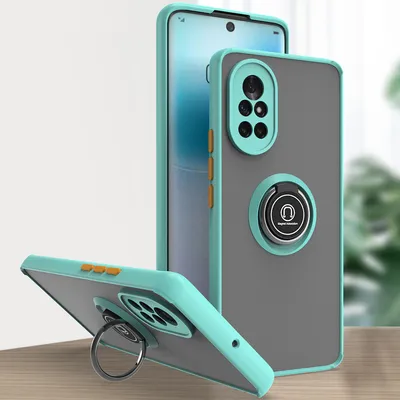 Produktbild von Huawei Nova 8 Hülle, Ring Halter Ständer Matte Transluzent TPU Rahmen Stoßfest Schutzhülle für Huawei Nova 8 Hellblau