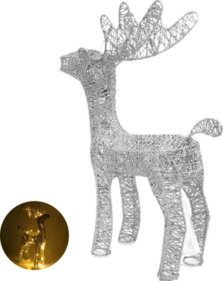 Produktbild von Beleuchtete Rentierfigur, 3D-Metallstatue mit LED-Beleuchtung für die weihnachtliche Gartendekoration