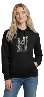 Produktbild von Spreadshirt Harry Potter Hufflepuff Gold monochrom Damen Hoodie, L, Schwarz