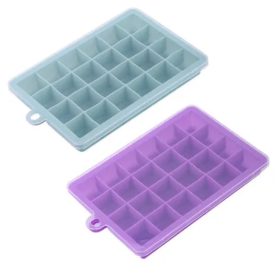 Produktbild von Silikon Eiswürfel-Formen 2er Set Mit Deckel Große Eiswürfel Für Whiskey Babybrei Und Cocktails