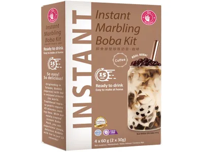 Produktbild von O's Bubble Instant Bubble Tee Kit Kaffeegeschmack (4x 60g) | Mit Tapiokaperlen und Strohhalm
