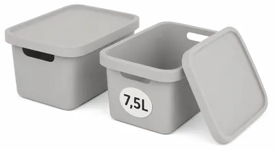 Produktbild von Plastard Aufbewahrungsbox mit Deckel 2er-Set 7,5 Liter in Grau, KI-generiertes Bild