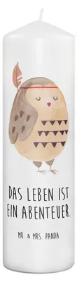 Produktbild von Mr. & Mrs. Panda Kerze Eule Federschmuck 29 x 8 cm XL - Weiß - Geschenk, Abenteuer, Dekoration, Stumpenkerze, Owl, Wachskerze, Deko, Blockkerze, Erinnerungskerze