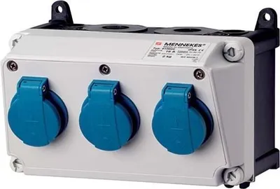 Produktbild von Mennekes 910005 - 3 x Type F - Schrauben - Schwarz - Blau - Weiß - Kunststoff - IP44 - 230 V
