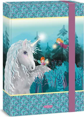 Immagine prodotto di Ars Una A4, cartella porta quaderni per cartelle, con elastico e alette interne, Stardust - unicorno e fate, turchese, per bambina
