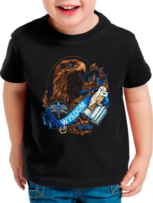 Produktbild von BaumwolleCloud Wisdom Kinder T-Shirt eule harry zauberstab besen zauberschule