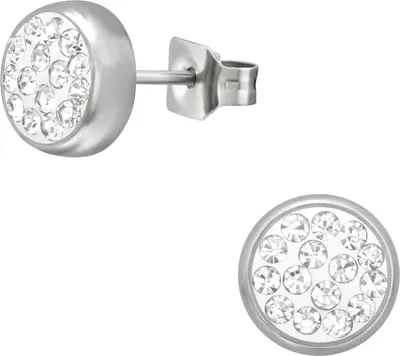 Produktbild von Ohrstecker Rund 6 mm aus Hochglanzpoliertem Chirurgenstahl mit Kristall Silber Unisize Maxte