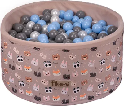 Image de Piscine en mousse Flumi 90x40 cm avec 200 balles ∅7 cm – nounours + balles bleues