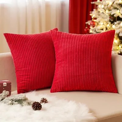 Produktbild von Kissenbezüge 40x40 cm Weihnachten Kordsamt 2er Set Rot
