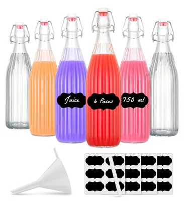 Image de Lot de 6 bouteilles en verre vides avec bouchon à vis - 750 ml, à remplir soi-même