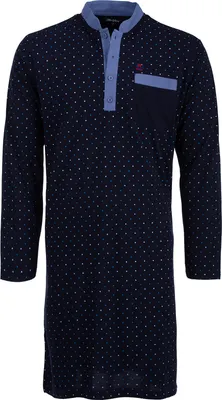 Produktbild von Nachthemd Langarm - Stehkragen mit Punkten, Farbe:navy, Größe:3XL