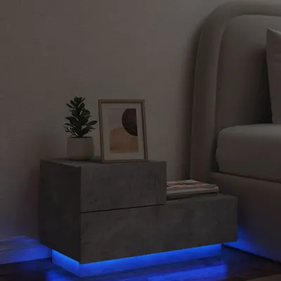 Produktbild von Maison Exclusive - Nachttisch mit LED-Leuchten Betongrau 70x36x40,5 cm