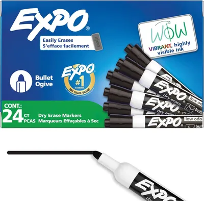 Productafbeelding van EXPO whiteboardpennen - Set van 24 - Kogelpunt - Zwarte inkt