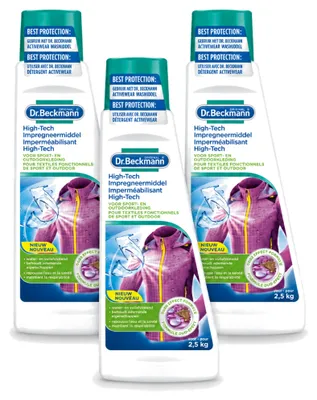 Produktbild von 3 x Dr. Beckmann High Tech Imprägniermittel für Sport- und Outdoorkleidung 2,5 kg - Vorteilspackung - 3 Stücke