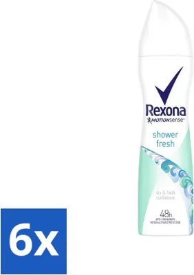 Zdjęcie produktu dla Rexona - Shower Fresh - Dezodorant w sprayu - Antyperspirant - 150 ml - Opakowanie Advantage - 6 szt