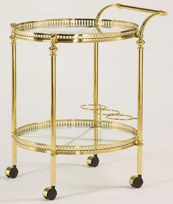 Produktbild von Casa Padrino Luxus Jugendstil Servierwagen Gold 40 x 40 x H. 57 cm - Edler Messing Trolley mit Glasplatten - Barock & Jugendstil Gastronomie Accessoires