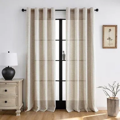 Produktbild von Famanu Gardinen Beige Leinenlook - Set von 2, 225x140 cm