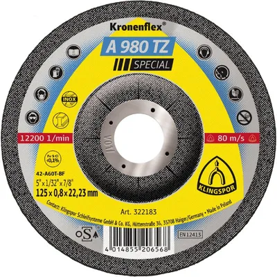 Produktbild von Trennscheibe A 980 TZ Special D125x0,8mm gekr.INOX Bohr.22,23mm KLINGSPOR