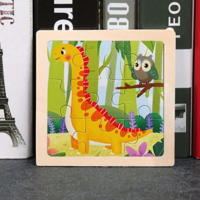 Produktbild von Kinder Baby Holz Dino Puzzle Cartoon Dinosaurier 9 Teile Puzzle