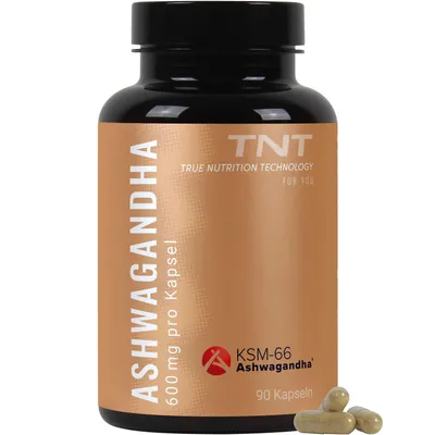 Produktbild von TNT Ashwagandha KSM-66® - hochdosiert: 600mg pro Kapsel (90 Kapseln)