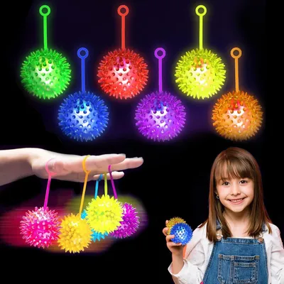 LED-Egelball-Set, 6 leuchtende Bälle, bunt, Partyspielzeug