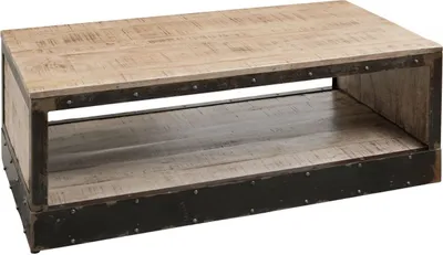 Image de MASSIVMOEBEL24 | Table basse 112x61 Manguier laqué Brun HEAVY INDUSTRY #264