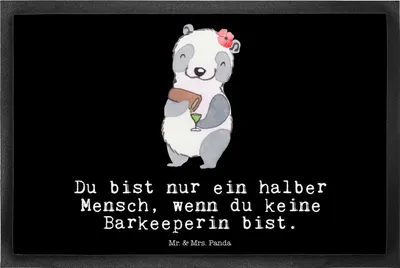 Produktbild von Mr. & Mrs. Panda Schmutzfangmatte Barkeeperin Herz 40 x 60 cm - Schwarz - Geschenk, Bodenvorleger, Fussmatte, Ausbildung, Kurs, Bartender, Schuhabstreifer, fußmatte
