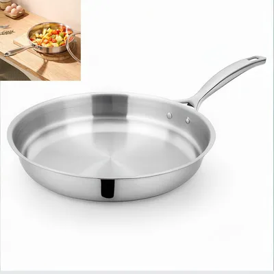 Produktbild von Bratpfanne 28 cm Edelstahl, Induktion & Backofenfest, unbeschichtet, robust & kratzfest, Pfanne für alle Herdarten
