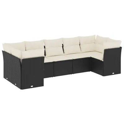 Produktbild von 7-tlg. Garten-Sofagarnitur mit Kissen Schwarz Poly Rattan