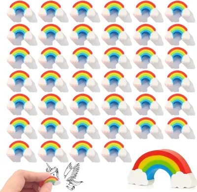 Produktbild von 40 Stück Regenbogen Radiergummi Set, Kinder Radierer Weich Radiere,2B Lustig Radierer für Kinder, Schule und Zeichnen