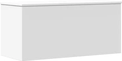 A white storage chest is shown from a three-quarter angle against a white background.