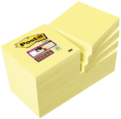 Produktbild von Post-it Haftnotizen Super Sticky Notes 51 x 51 mm kanariengelb 12 x 90 Blatt