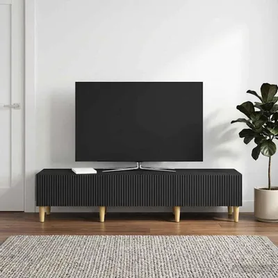Image de Meuble TV vidaXL noir 147 x 34,5 x 30 cm en aggloméré