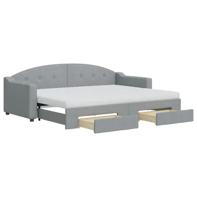 Zdjęcie produktu dla Sofa rozsuwana z szufladami, jasnoszara, 80x200 cm, tkanina