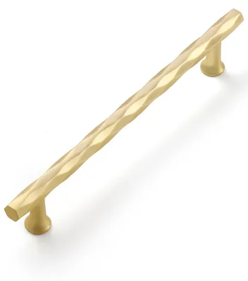 Image de Ensemble de 5 poignées de porte en laiton brossé, finition dorée, de 160 mm
