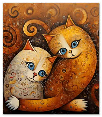 Produktbild von Wallario Herdabdeckplatte aus Glas, Größe 52 x 60 cm 1-teilig, Motiv Malerisches Katzenduo