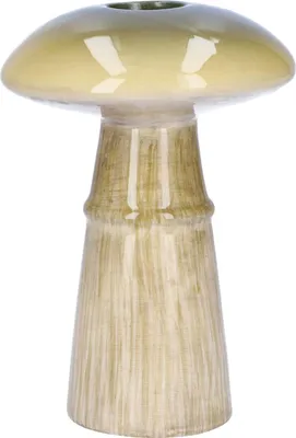 Produktbild von INNA-GLAS Blumevase PELISCHA, Pilz Form, grün-Creme, 15cm, Ø10cm - Keramikvase