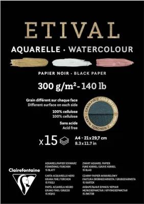 Zdjęcie produktu dla Clairefontaine 975318C, Podkładka z papieru artystycznego, 300 g/m², 15 ark.