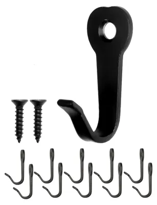 Produktbild von Eisen-Garderobenhaken im klassischen Design, 39 x 22 mm, 10 Stück, Schwarz