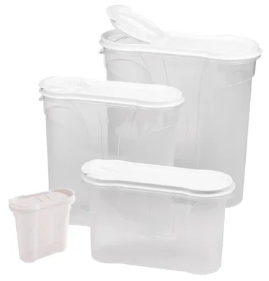 Produktbild von Novaliv Schüttdosen 4er SET 1x Salzstreuer plus 3x Vorratsdosen zum Streuen 4l + 2,4l + 1,3l Dose mit Deckel für Müsli Mehl Zucker Dosen Küchen Organizer Food Box Meal-Prep-Boxen Aufbewahrungsdose