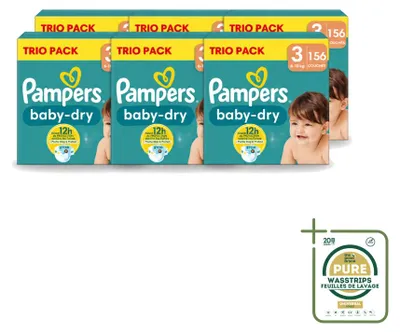 Obrázok produktu pre 6 ks plienok Pampers Baby-Dry, veľkosť 3, 6-10 kg - balenie