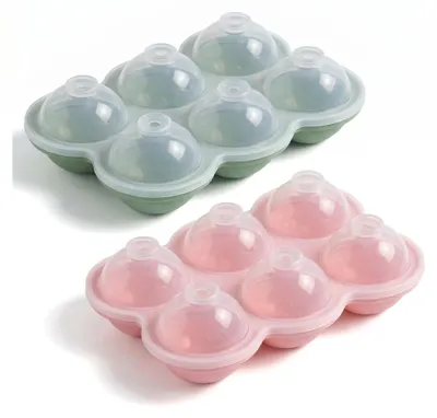 Runde Eiswürfelform 4,7 cm, Silikon, 2er-Set, mit Deckel