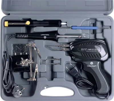 Zdjęcie produktu dla Zestaw lutownic Toolcraft 230 V pistolet lutowniczy 100W lutownica 30W 3. ręczna pompka rozlutowująca
