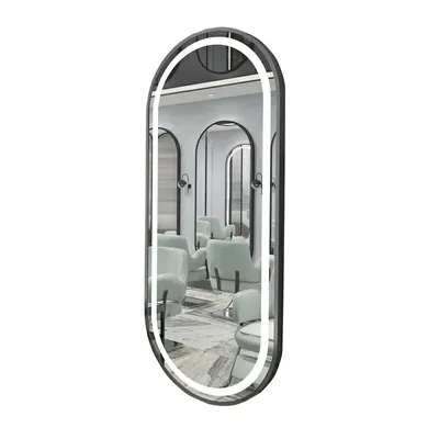 Produktbild von Spiegel Ganzkörperspiegel für Friseursalons Oval mit Rahmen Schwarz 170*70cm【HKSXY170-70 】【LFJ4522】