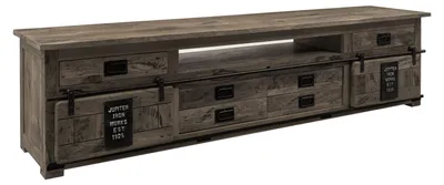 Immagine prodotto di MASSIVMOEBEL24 | mobile TV in legno di Mango 240x50x60 grigio scuro laccato RAILWAY