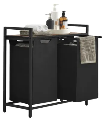 Immagine prodotto di Armadio per biancheria con 2 scomparti e ripiano – 73 x 33 x 72 cm
