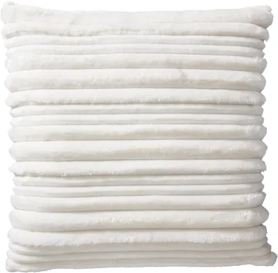 Productafbeelding van Decoratief kussen met imitatiebont, ribbelstructuur, 45x45 cm – wit, H&L